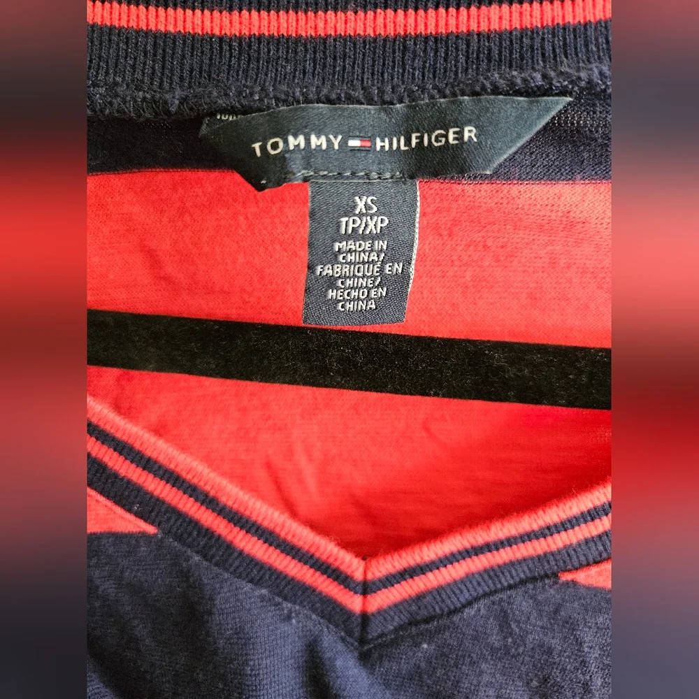 Tommy Hilfiger red and blue striped and belted cotton dress - Picture 2 of 2